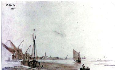 Gezicht op Arnemuiden vanaf de zoutketen. In het vaarwater is de verlanding goed te zien. Gezicht op Arnemuiden vanaf de zoutketen. In het vaarwater is de verlanding goed te zien.