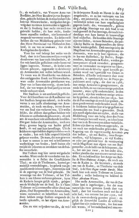 Een afdruk van pagina 605 uit de Cronyk van Mattheus Smallegange. Een afdruk van pagina 605 uit de Cronyk van Mattheus Smallegange.