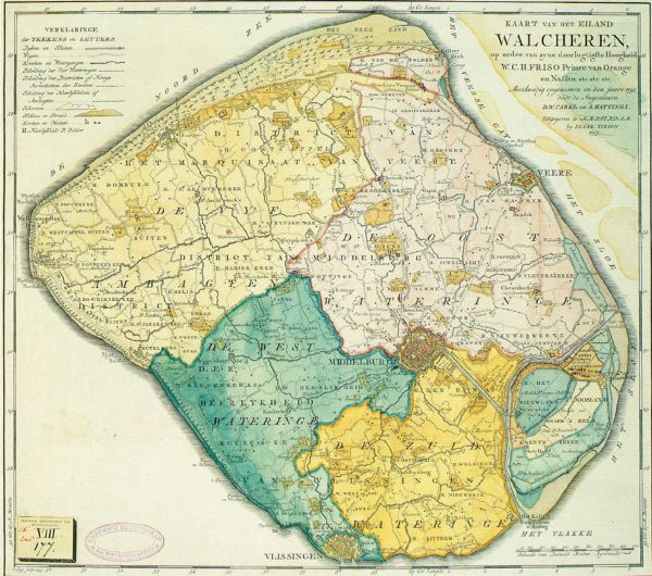 De kaart van Hattinga van Walcheren in 1753. De kaart van Hattinga van Walcheren in 1753.