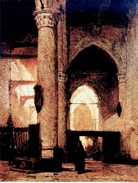 Het interieur van de oude kruiskerk naar een schilderij van J. Bosboom. Het interieur van de oude kruiskerk naar een schilderij van J. Bosboom.