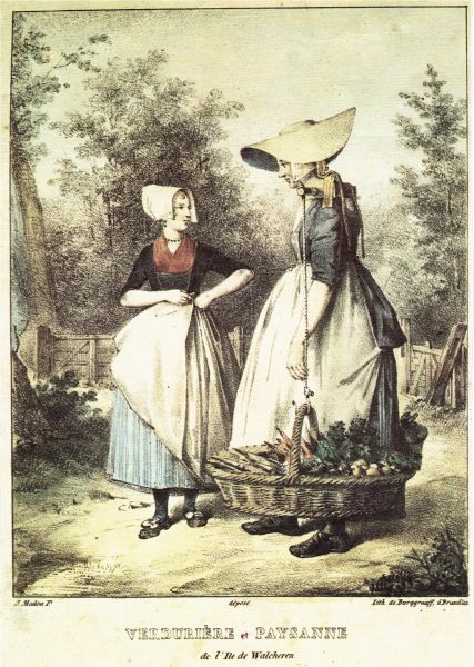 De hoveniersvrouw met de groenten en het fruit in de 18e eeuw op Walcheren. De hoveniersvrouw met de groenten en het fruit in de 18e eeuw op Walcheren.