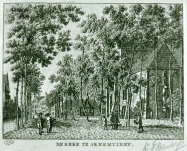 De kruiskerk te Arnemuiden naar een steendruk van T.P. Roest. De kruiskerk te Arnemuiden naar een steendruk van T.P. Roest.