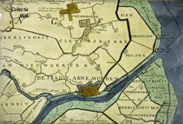 De stad Arnemuiden in de 18e eeuw aan het vaarwater naar het Sloe, genaamd het Arnemuidse Canaal of ook wel het Arnemuidse Gat. De stad Arnemuiden in de 18e eeuw aan het vaarwater naar het Sloe, genaamd het Arnemuidse Canaal of ook wel het Arnemuidse Gat.