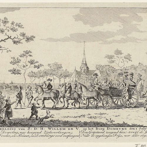 In 1786 bezocht Stadhouder Prins Willem V gedurende enkele weken Zeeland. Daarbij werd ook Walcheren met een bezoek vereerd. Hier zien we de stadhouderlijke familie tijdens het bezoek aan Domburg. In 1786 bezocht Stadhouder Prins Willem V gedurende enkele weken Zeeland. Daarbij werd ook Walcheren met een bezoek vereerd. Hier zien we de stadhouderlijke familie tijdens het bezoek aan Domburg.