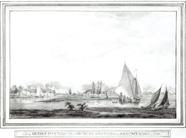 De zoutketen en het Hoofd te Arnemuiden gezien uit het veerhuis op Nieuwland naar een tekening uit het begin van de 19e eeuw. De zoutketen en het Hoofd te Arnemuiden gezien uit het veerhuis op Nieuwland naar een tekening uit het begin van de 19e eeuw.