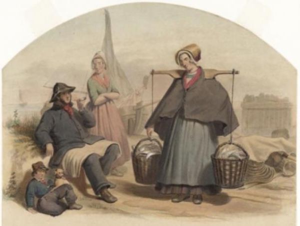 Een aardig groepje mannen en vrouwen uit Arnemuiden. De tekening is Von Bing en Braet von Uberfeldt. Een aardig groepje mannen en vrouwen uit Arnemuiden. De tekening is Von Bing en Braet von Uberfeldt.