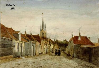 De toren in de toestand van vóór 1886 naar een acquarel van Bakhuyzen. De toren in de toestand van vóór 1886 naar een acquarel van Bakhuyzen.
