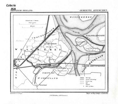Plattegrond van Arnemuiden en omgeving van 1866. Plattegrond van Arnemuiden en omgeving van 1866.